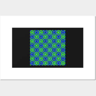 blue and green minimalist geometrical pattern Posters and Art